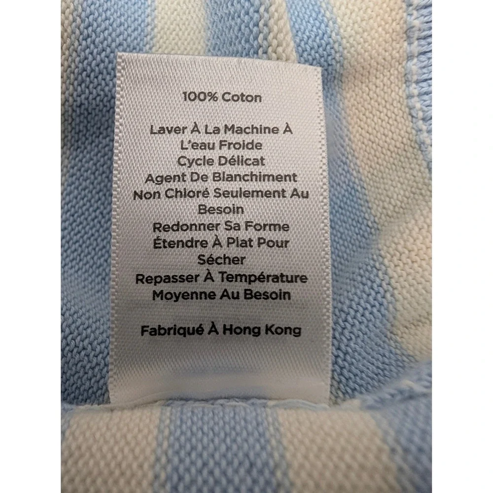 Talbots Striped V-Neck Sweater Womens XLP Blue White Cotton Knit Travel Vacation